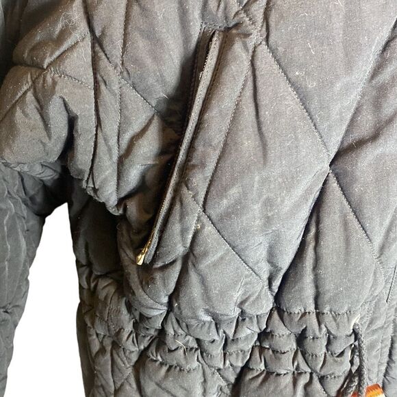 Bogner vintage black quilted long line jacket faux fur hood 4 - Picture 5 of 11